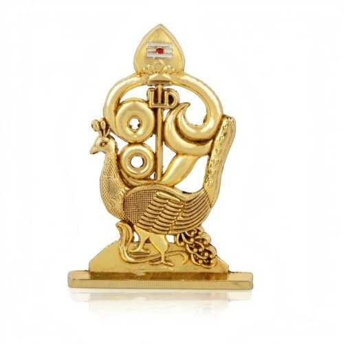 Om Peacock With Vel Base - Zinc - 2.5 Inch - 25 Gms