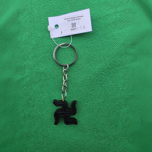 Ebony-Karungali Wooden Key Chain-Swastik
