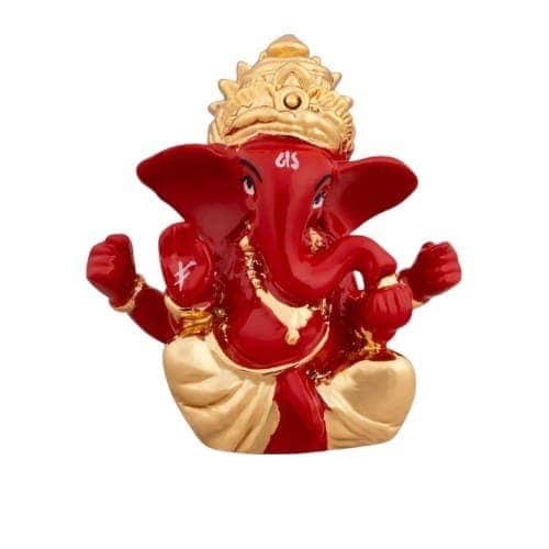 Mukut Ganesha Mini - 2 Inch-Red