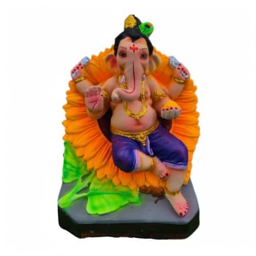 MH Ganapathy Colour Sunflower - Clay - 8 Inch - Right Trunk