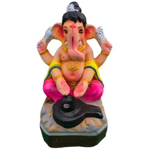 MH Ganapathy Colour Shiva - Clay - 8 Inch - Left Trunk