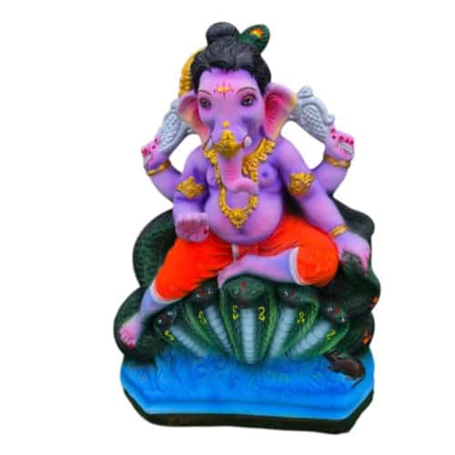MH Ganapathy Colour Crown - Clay - 10 Inch - Left Trunk