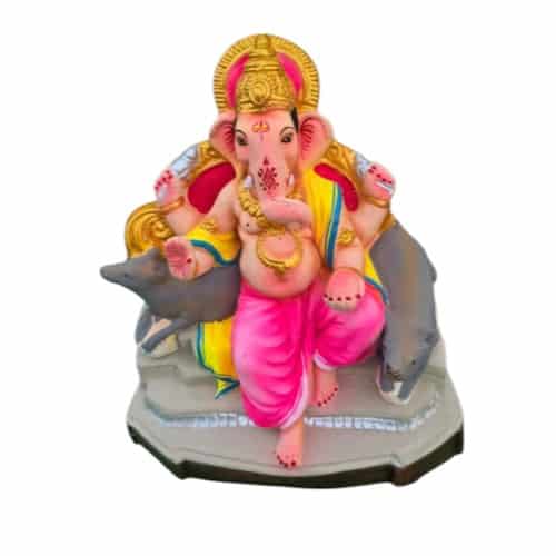 MH Ganapathy Colour Crown - Clay - 10 Inch - Left Trunk