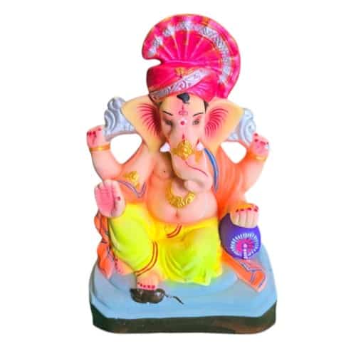 MH Ganapathy Colour Crown - Clay - 12 Inch - Left Trunk