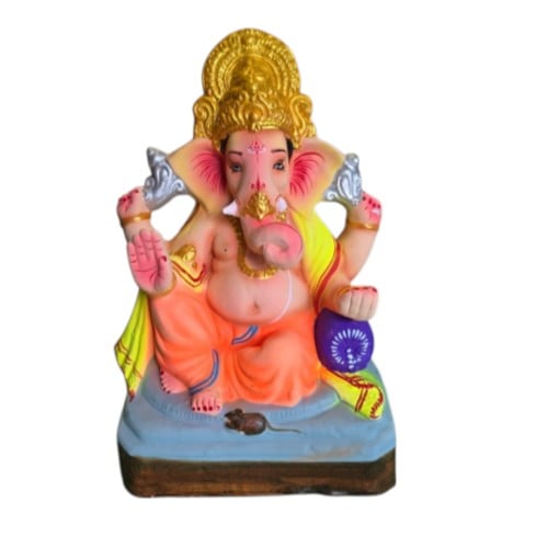 MH Ganapathy Colour Crown - Clay - 12 Inch - Left Trunk