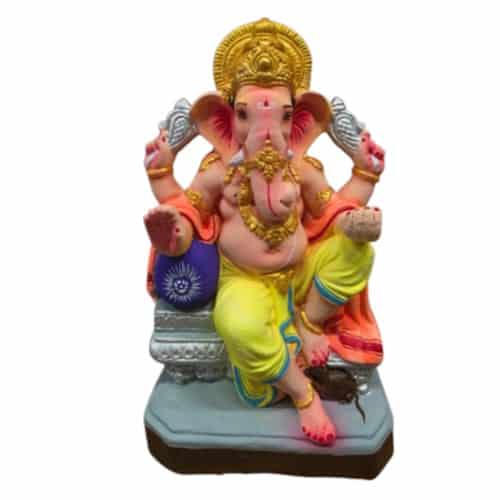 MH Ganapathy Colour Crown - Clay - 12 Inch - Left Trunk