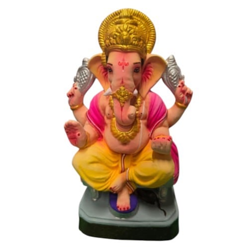 MH Ganapathy Colour Crown - Clay - 12 Inch - Left Trunk