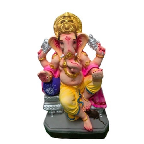 MH Ganapathy Colour Crown - Clay - 12 Inch - Left Trunk