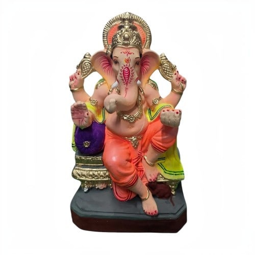 MH Ganapathy Colour Crown - Clay - 12 Inch - Right Trunk