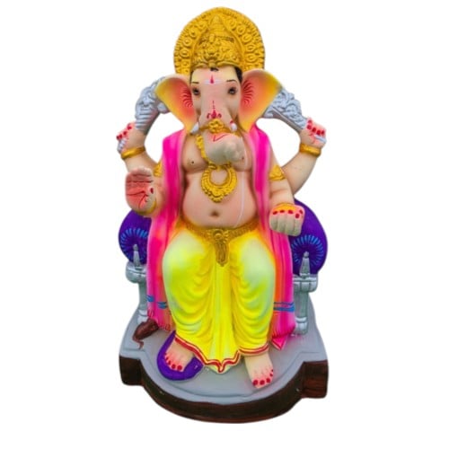 MH Ganapathy Colour Crown - Clay - 14 Inch - Left Trunk