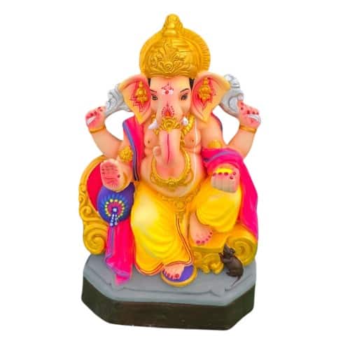 MH Ganapathy Colour Crown - Clay - 14 Inch - Right Trunk
