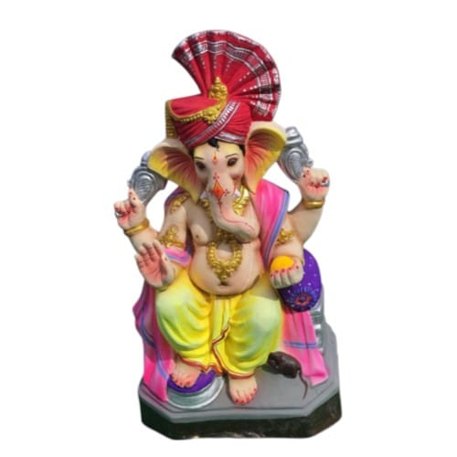 MH Ganapathy Colour Turban - Clay - 18 Inch - Left Trunk