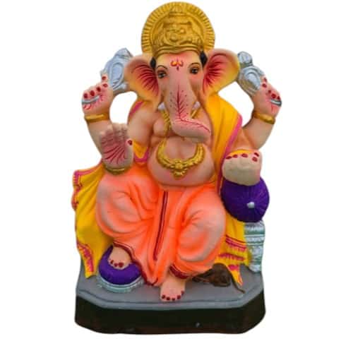 MH Ganapathy Colour Crown - Clay - 8 Inch - Left Trunk
