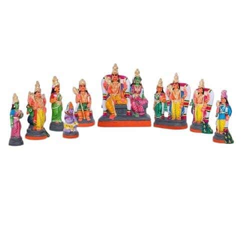 Arupadai Veedu Murugan Set Clay 9 Pcs - 8 Inches