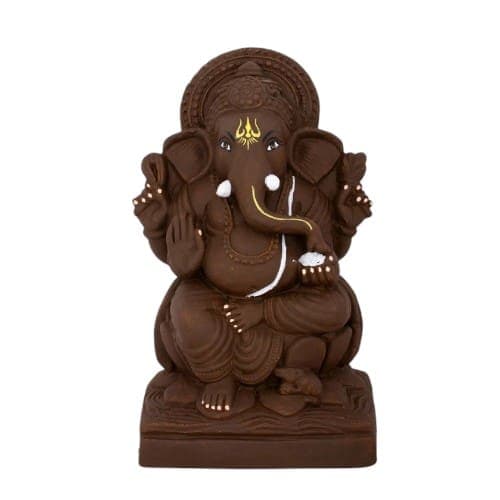 Ganapathi Lotus - Clay - 9 Inch - Left Trunk