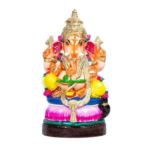Ganapati Colourful - Clay - 15 Inch - Right Trunk