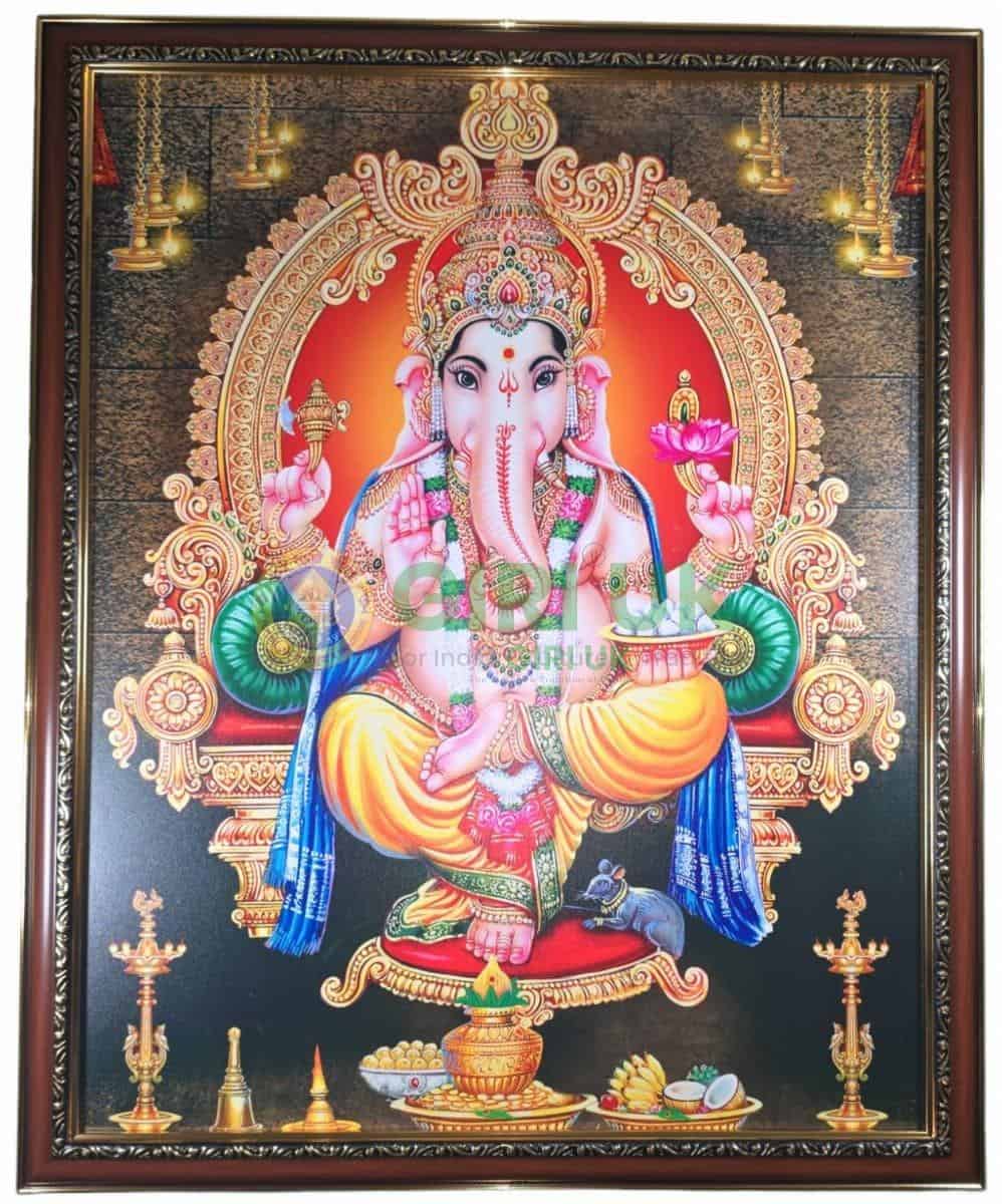 Vinayagar Picture with wooden frame - 18 x 22 inches