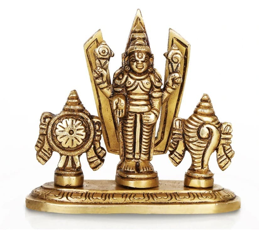 Balaji With Shank Chakra Namam - Brass - AF - 3.5 Inch - 280 Gms