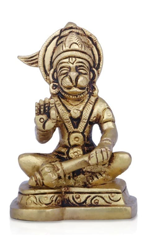 Hanuman Sitting On Base - Brass AF - 3 Inch - 300 Gms