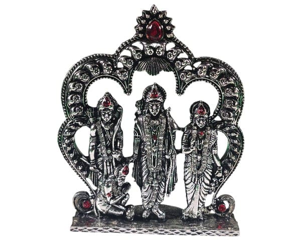 Ram Darbar with Arch - Silver Antique - Stone - 4.5 Inch