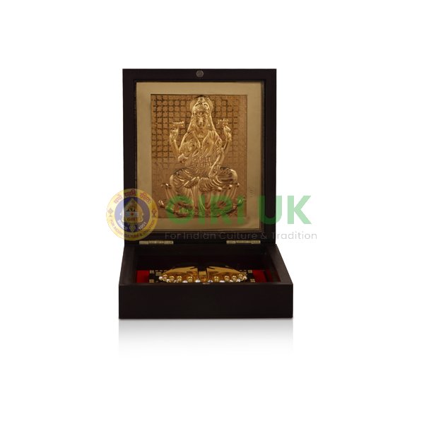 Mahalakshmi With Sri Padham Box - Small Gold Print