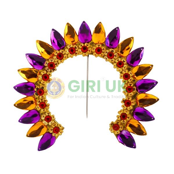 6” Large Stone-Studded Arch/ Gajra/ Hair Barrette for Varalakshmi