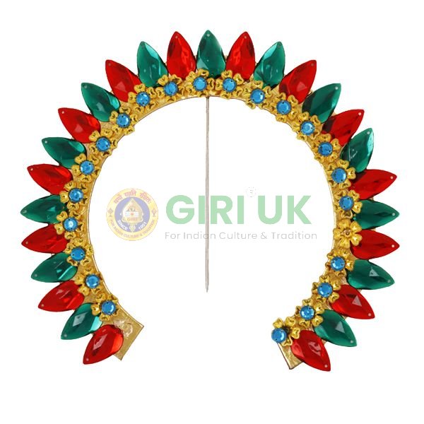 7.5” Large Stone-Studded Arch, Gajra, Hair Barrette for Varalakshmi