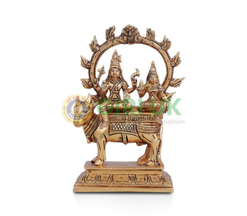 Shiva Parvati Idol - Brass - 6 inches