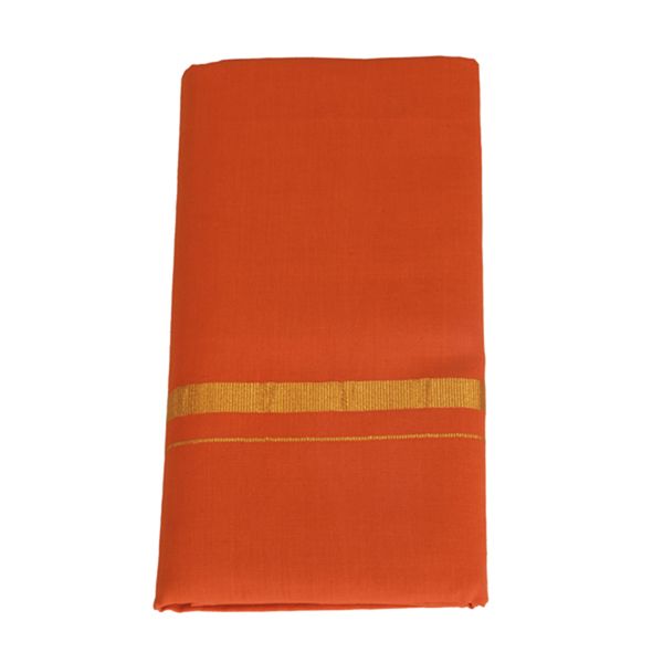 Veshti - 2 Mtrs | Cotton with Jari Border Dhoti for Men/ Kavi Colour