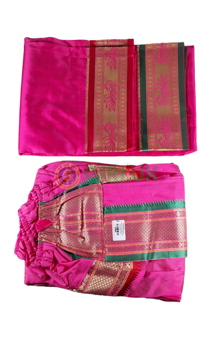 Readymade Silk Panchakacham with Angavastram – Pink