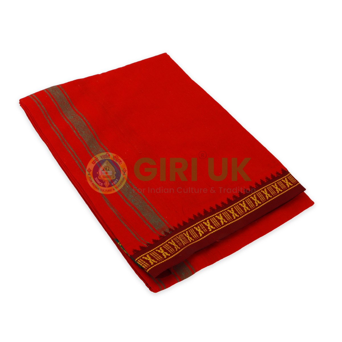 Cotton thalapathi dhoti (veshti) - red, 2m