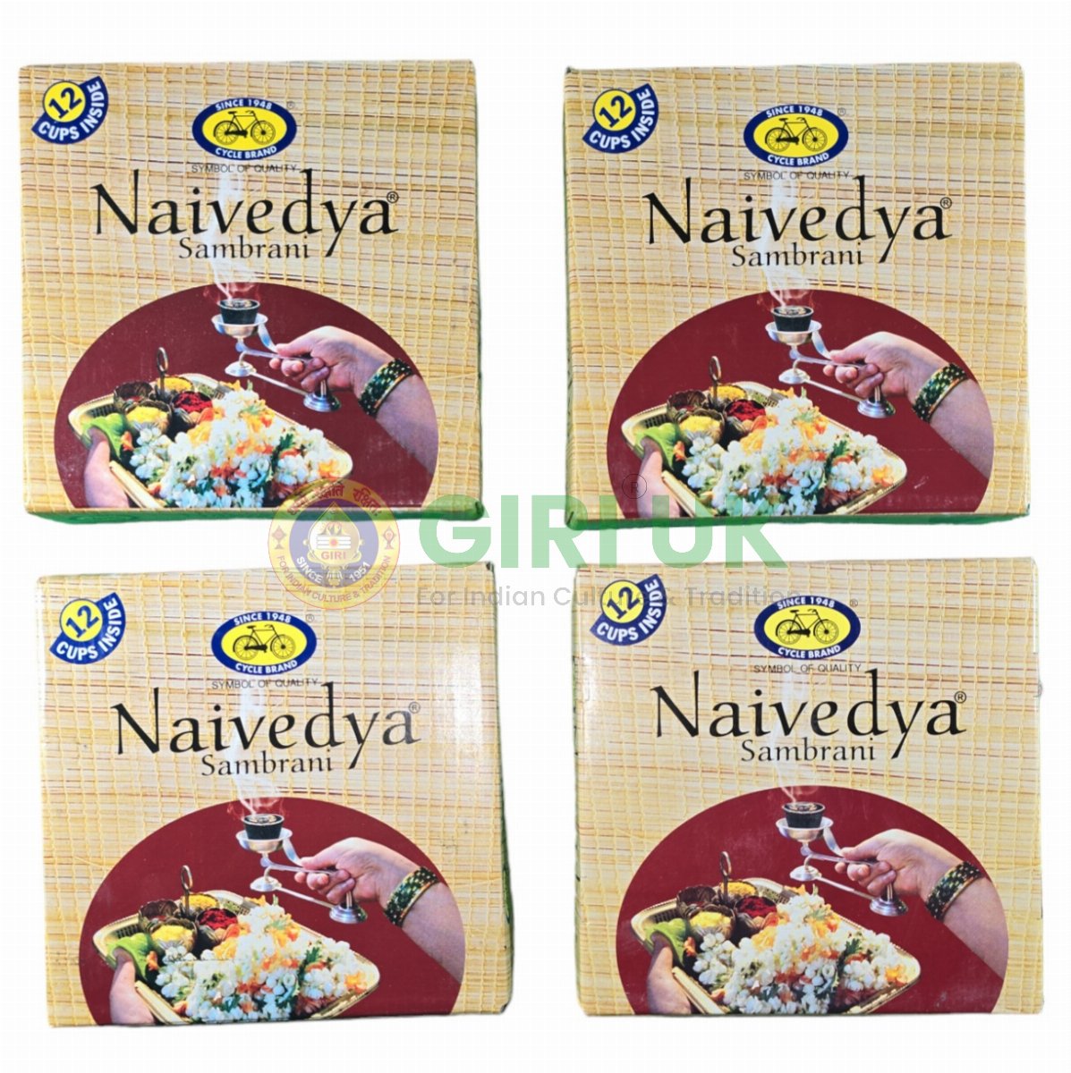 Cycle Naivedya Sambrani (Incense) - 12 Pcs-(Pack of 4)