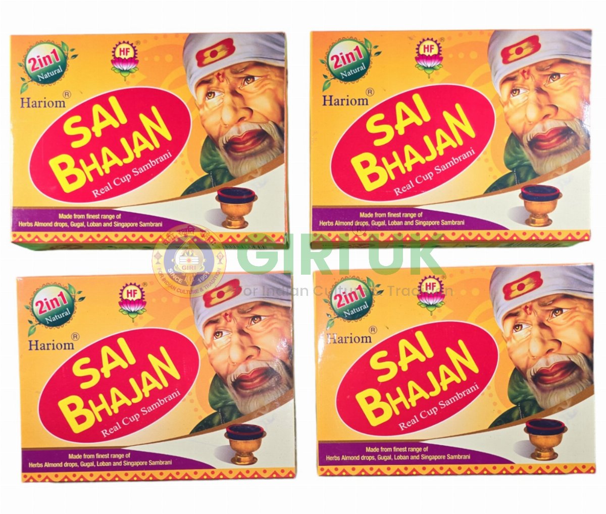 Hari Om Sai Bhajan Real Cup Sambrani - 2 In 1 - 12 Pcs-(Pack of 4)