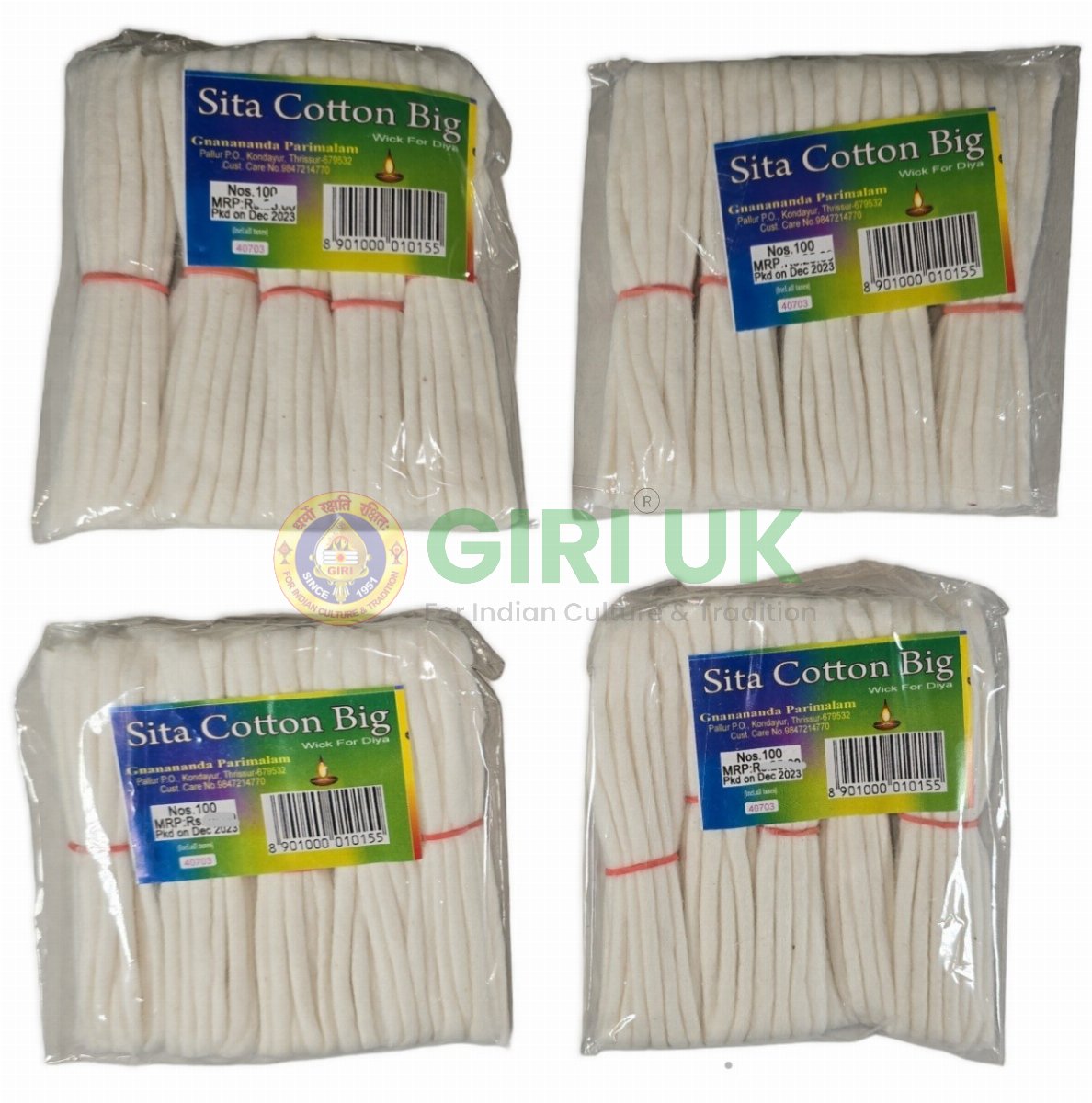 Sita Cotton Wicks-Super Economy 100Pcs (Pack of 4)