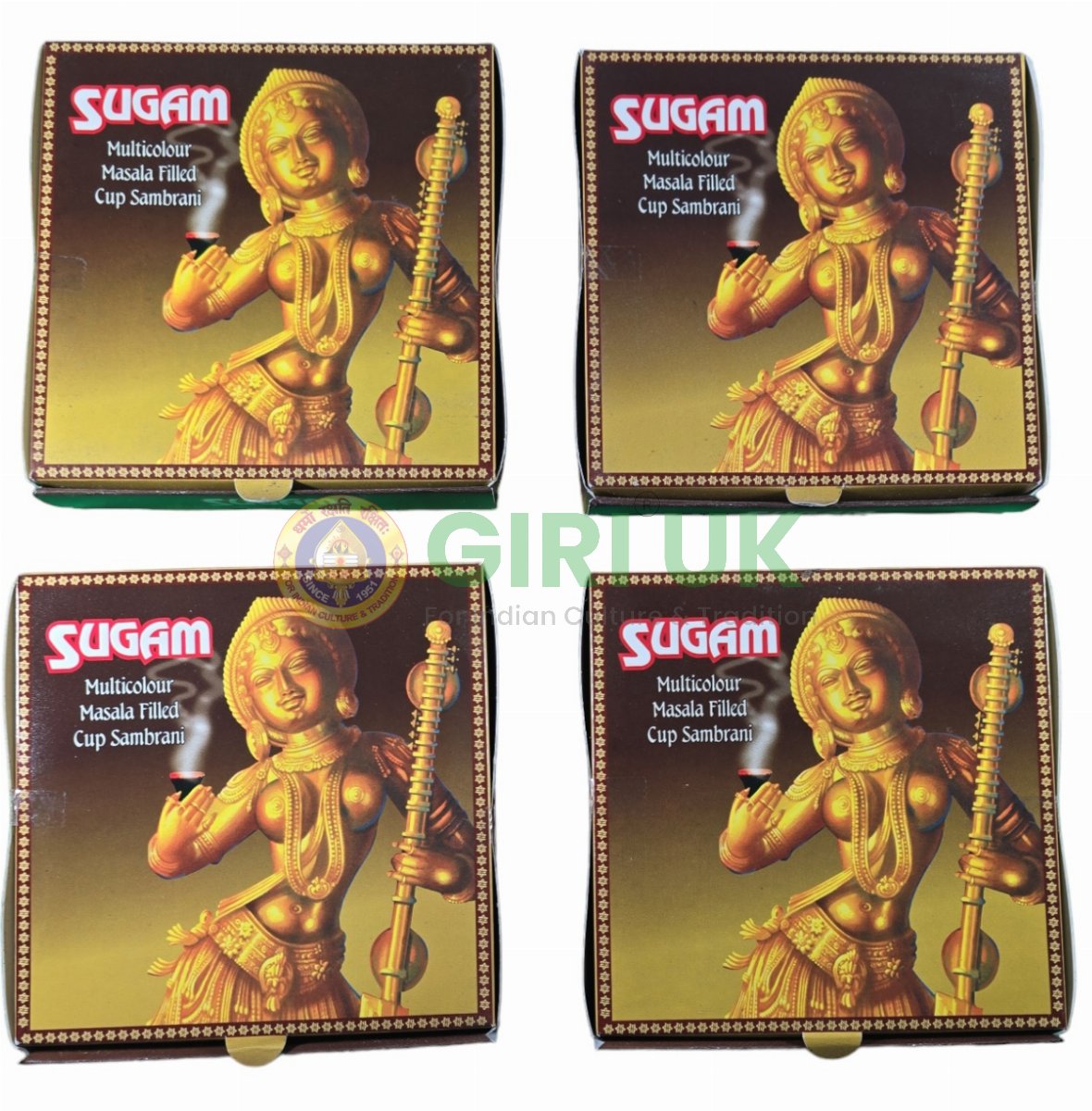 GT Sugam Multicoloured Sambrani (12pcs)-(Pack of 4)