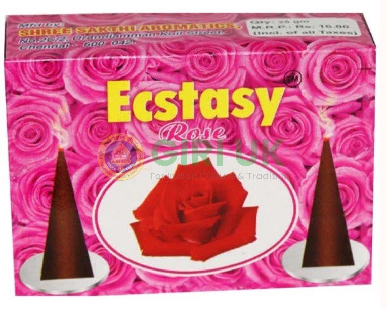 Ecstasy Rose Incense Cones 25Gms