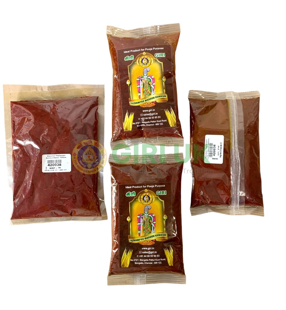 Meenakshi Thazhampoo Kumkum Maroon Dark Red 100Gms (Pack Of 4)