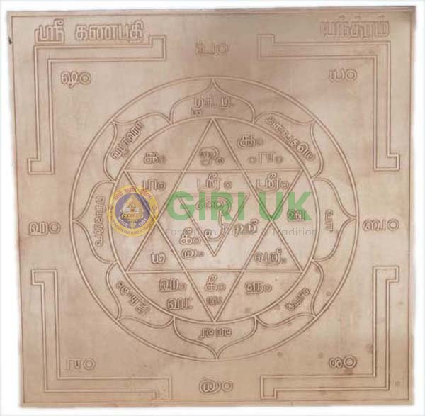 Copper Ganesha Yantra - 3 x 3 inches