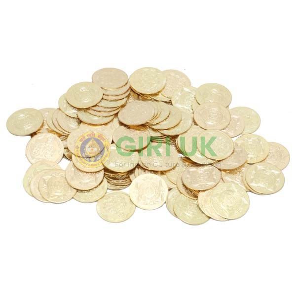 Gold Plated Kubera Lakshmi Coins in Box (108 Pcs) for Archana