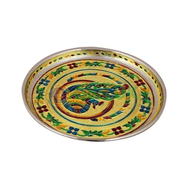 Meenakari Pooja Plate - 9 inch