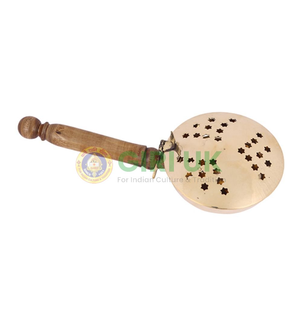 Dhoopkal With Wooden Handle - Brass - 390 Gm