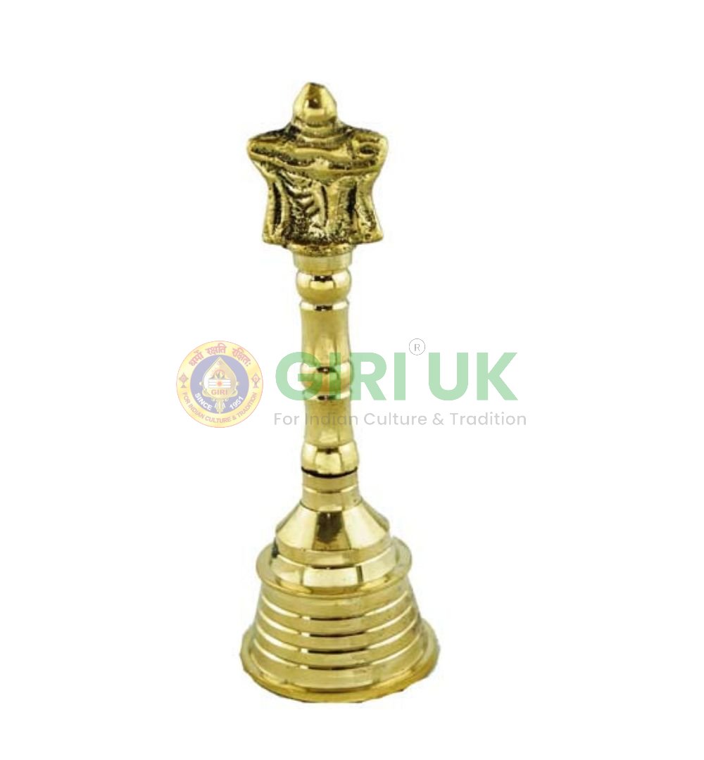 Puja Hand Bell Shankh Chakra - Brass - 4 Inch