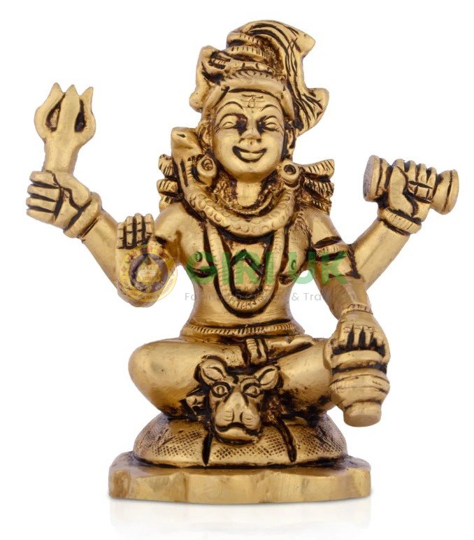 Brass Shiva Idol - Antique Finish - 4 inches