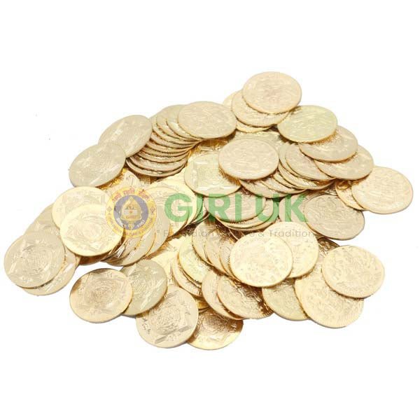 Gold Plated Lakshmi Coins in Box (108 Pcs) for Archana