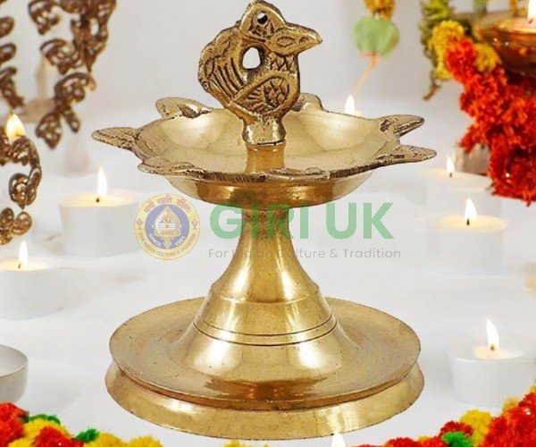 Seven-faced Oil Lamp with Annapakshi - Brass