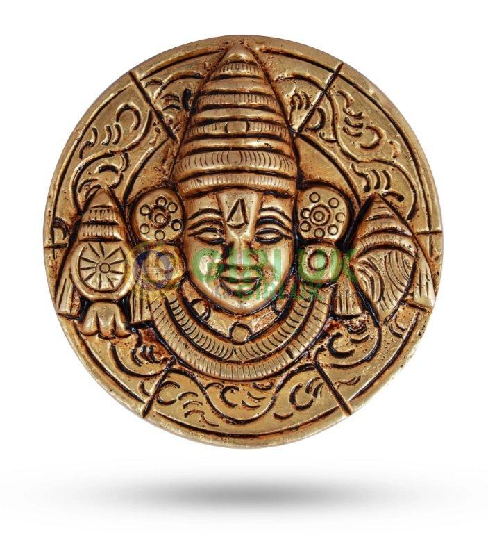 Balaji Face Wall Hanging – Brass- AF – 2.75 Inch