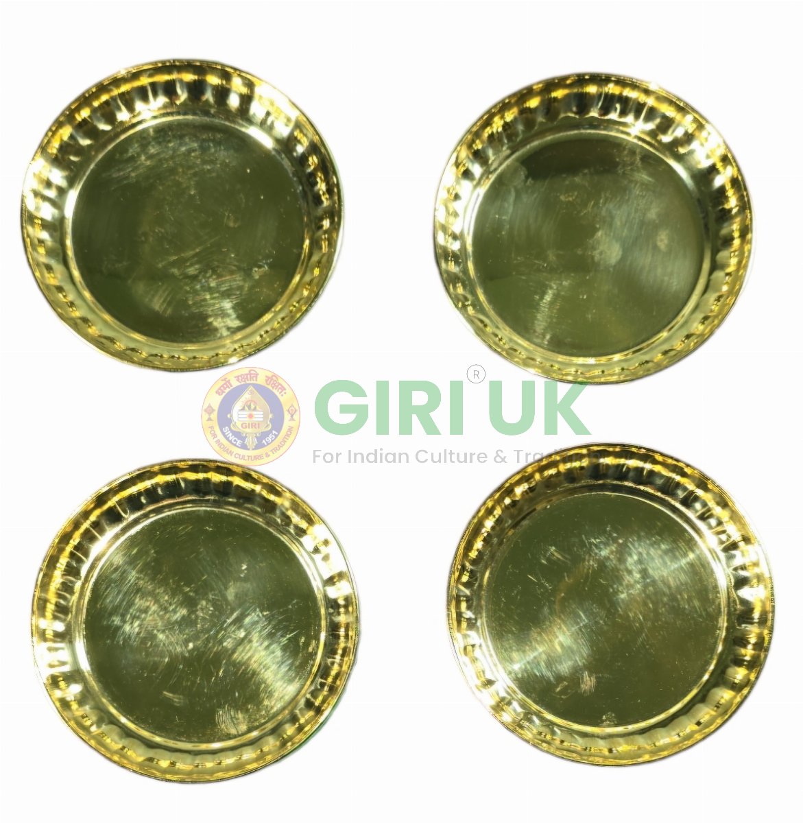 Brass Pooja Plate - 3.5 inch-(Pack of 4)