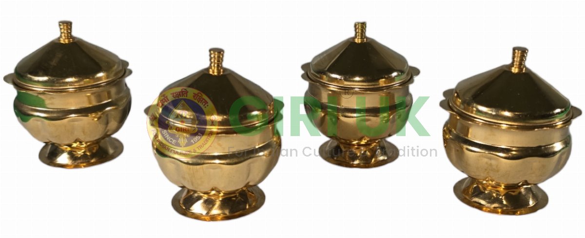 Brass kumkum pot-(Pack of 4)