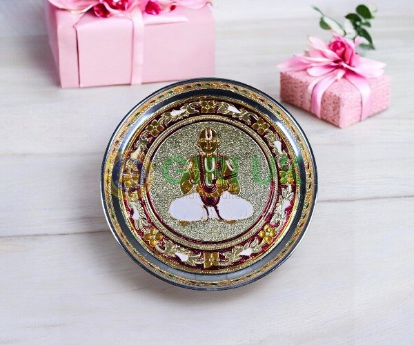 Stainless Steel Pooja Plate – Ramanujar design