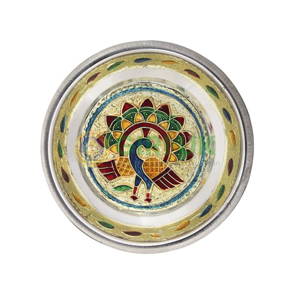 Meenakari Pooja Plate - 4 inch